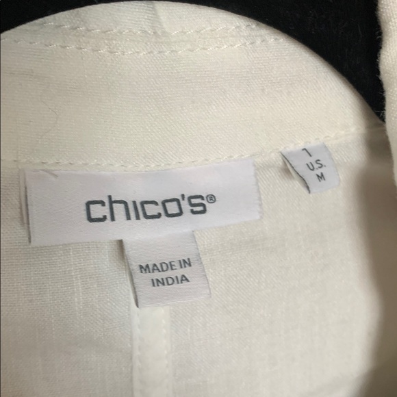 CHICOS White Linen Single Button Bracelet Sleeves Blazer Size Medium - Picture 2 of 5
